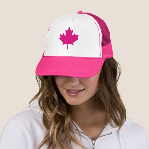 Canada Fuchsia Sketch Stylish Maple Leaf Trucker Hat