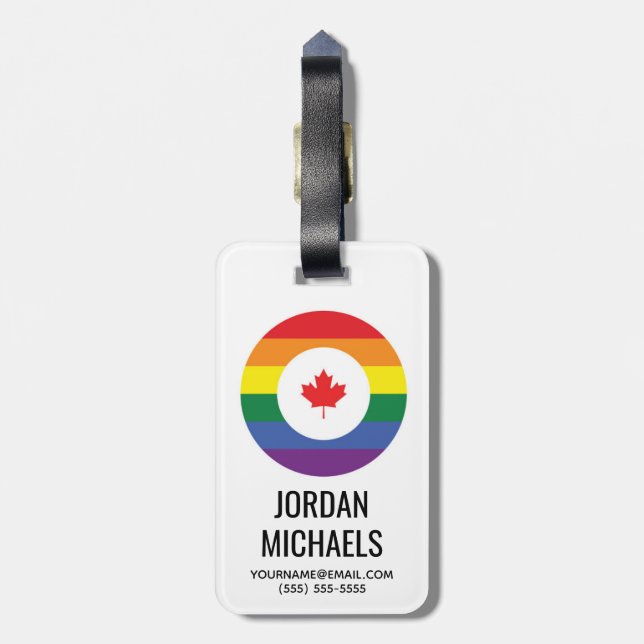 Canada Gay Pride Luggage Tag (Back Vertical)