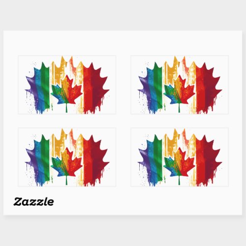 Canada Gay Pride Rainbow Flag Maple Leaf LGTBQ Rectangular Sticker