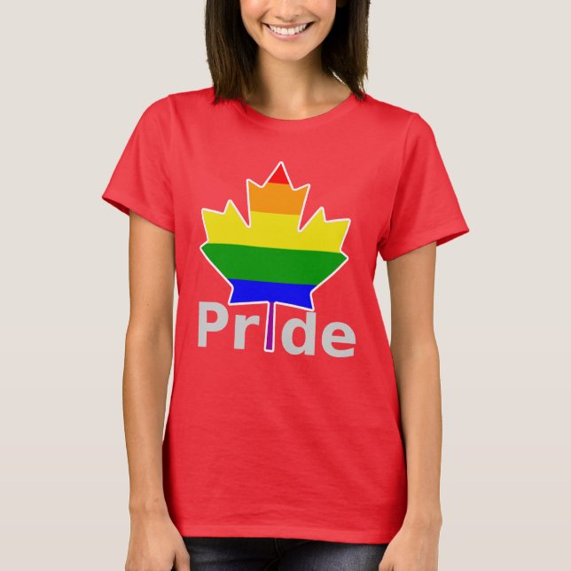 Canada Gay Pride Rainbow Flag Maple Leaf T-Shirt (Front)