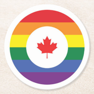Canada Gay Pride Round Paper Coaster