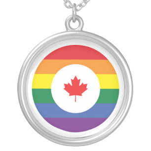 Canada Gay Pride Silver Plated Necklace