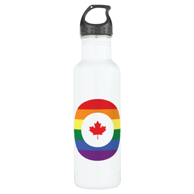 Canada Gay Pride Stainless Steel Water Bottle (Front)