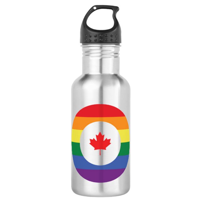 Canada Gay Pride Stainless Steel Water Bottle (Front)