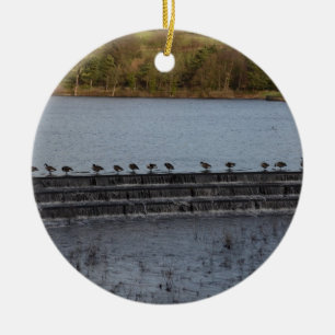 Canada Geese All In A Row Ceramic Ornament