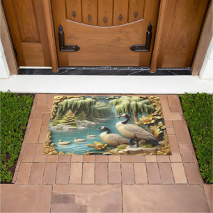 Canada Geese Amidst the Weeping Willows 36x24 Doormat