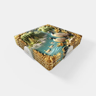 Canada Geese Amidst the Weeping Willows Coaster Set