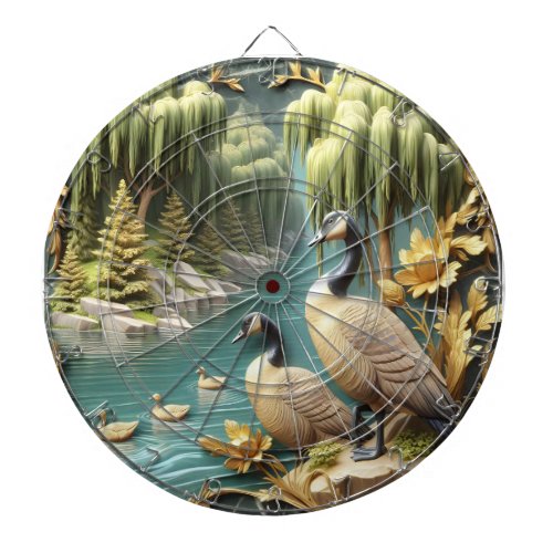 Canada Geese Amidst the Weeping Willows  Dart Board