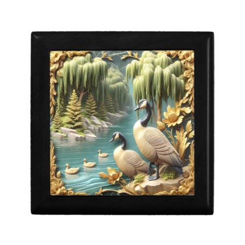 Canada Geese Amidst the Weeping Willows  Gift Box