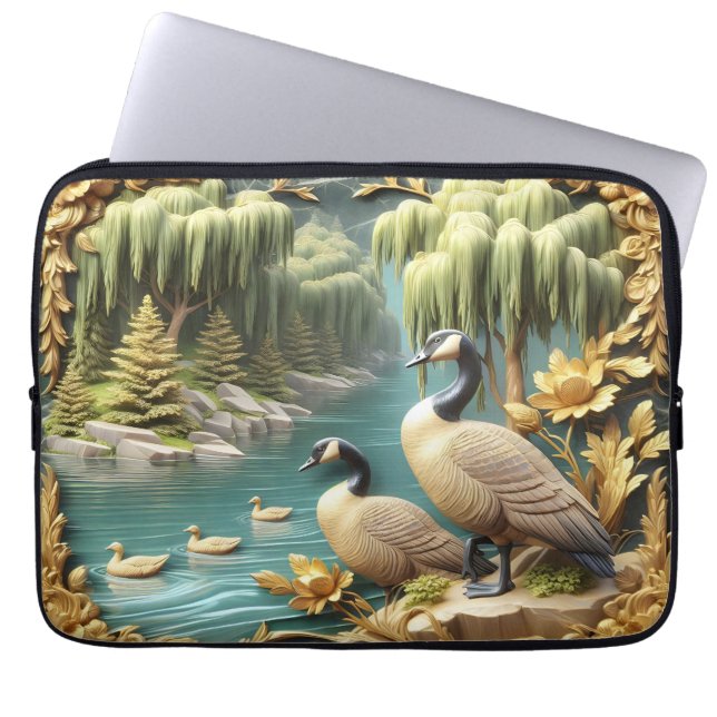Canada Geese Amidst the Weeping Willows  Laptop Sleeve (Front)