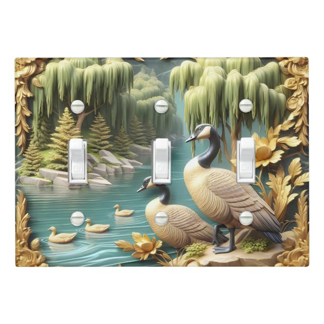 Canada Geese Amidst the Weeping Willows  Light Switch Cover (In Situ)