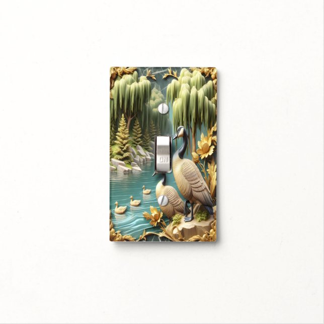Canada Geese Amidst the Weeping Willows  Light Switch Cover (In Situ)