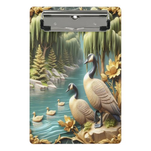 Canada Geese Amidst the Weeping Willows  Mini Clipboard