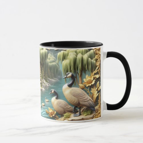 Canada Geese Amidst the Weeping Willows  Mug