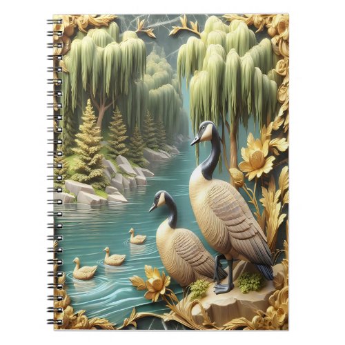 Canada Geese Amidst the Weeping Willows  Notebook