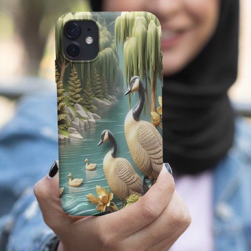 Canada Geese Amidst the Weeping Willows  iPhone 15 Pro Max Case
