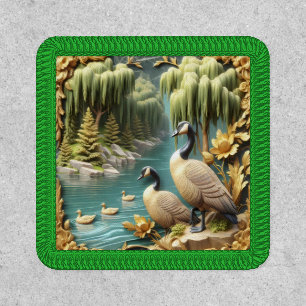 Canada Geese Amidst the Weeping Willows Patch