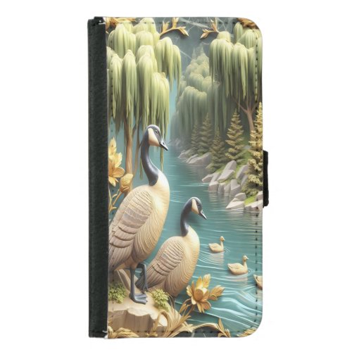 Canada Geese Amidst the Weeping Willows  Samsung Galaxy S5 Wallet Case