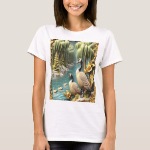 Canada Geese Amidst the Weeping Willows T-Shirt