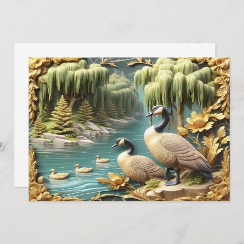 Canada Geese Amidst the Weeping Willows  Thank You Card