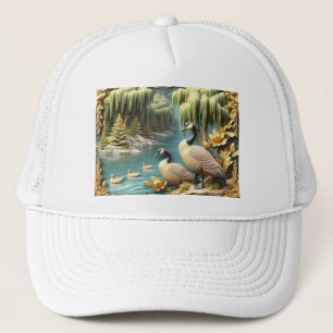 Canada Geese Amidst the Weeping Willows Trucker Hat