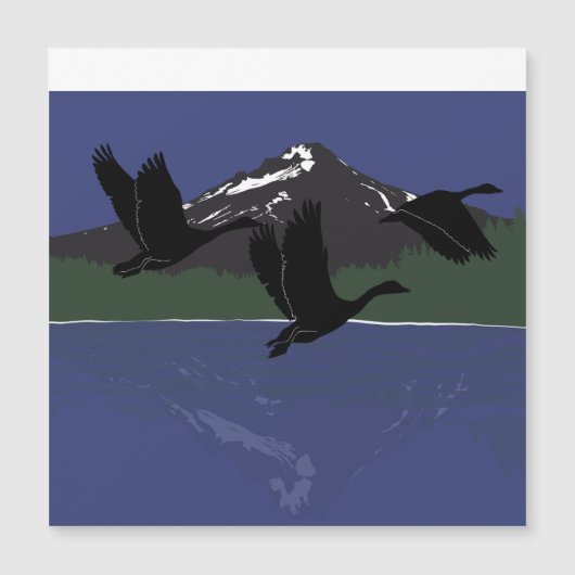 Canada Geese Flying Over Mountain Lake Wilderness  (Front)