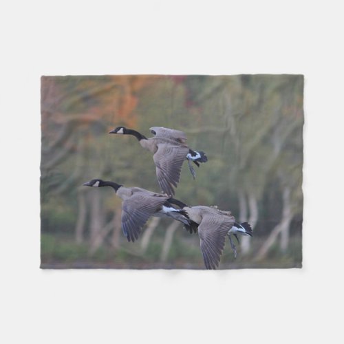 Canada Geese in Flight Fleece Blanket