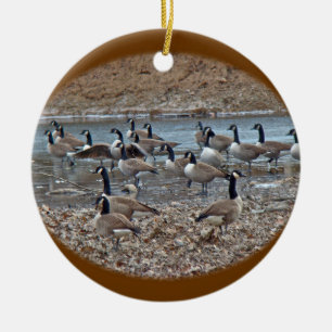 Canada Geese on Green Lane Reservoir Ceramic Ornament