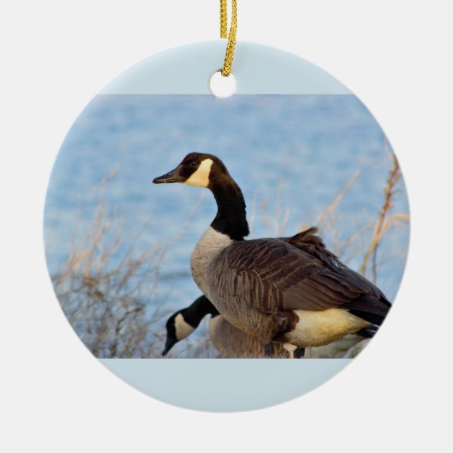 Canada Geese Photo Ceramic Ornament (Front)