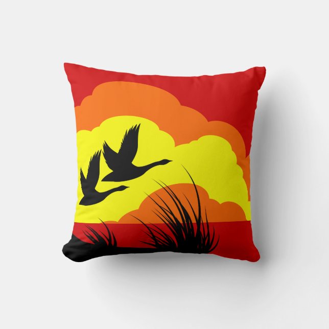  Canada Geese Silhouette Throw Pillow (Front)