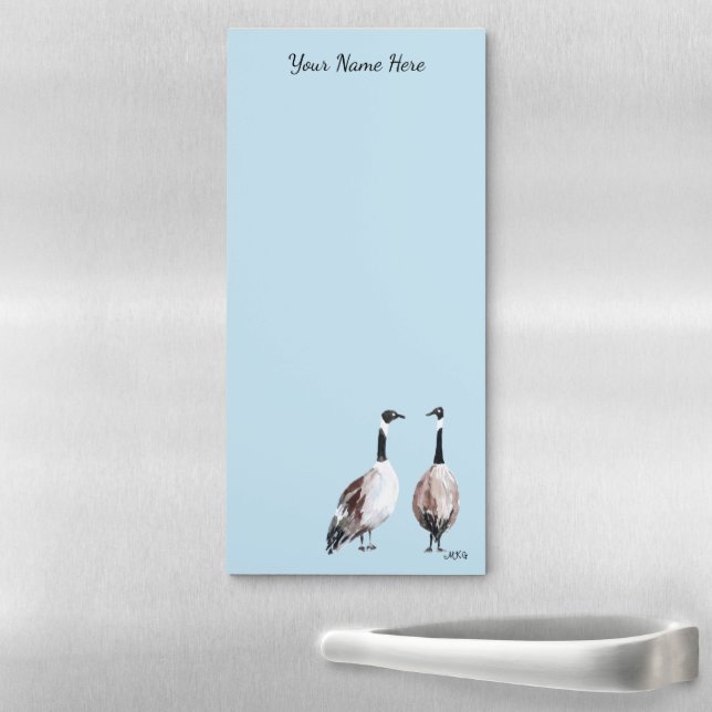 Canada Geese Watercolor Sky Blue Magnetic Notepad (In Situ)
