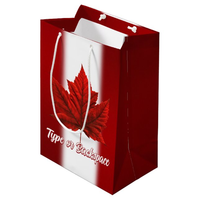 Canada Gift Bags Personalize Maple Leaf Gift Bag (Front Angled)