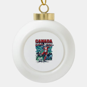 Canada Goal Mode Skeleton Striker Nations Dynamic  Ceramic Ball Christmas Ornament