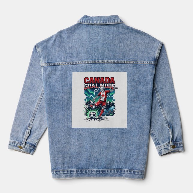 Canada Goal Mode Skeleton Striker Nations Dynamic  Denim Jacket (Back)