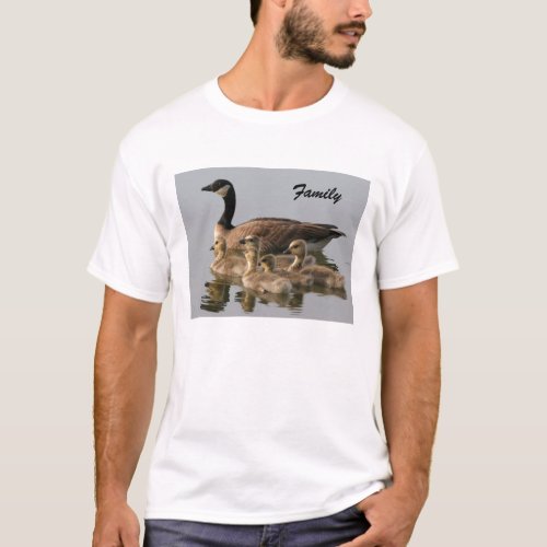 Canada Goose and her brood photo mens t_shirt