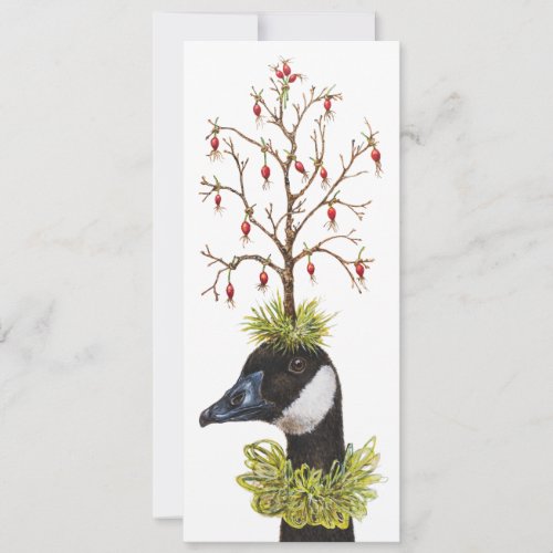 Canada Goose and House Finch Christmas flat card