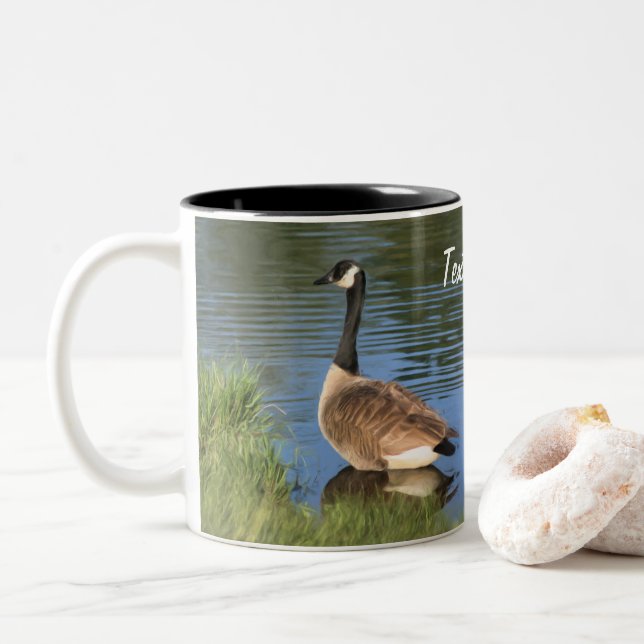 Canada Goose Animal Art Personalized Two-Tone Coffee Mug (With Donut)