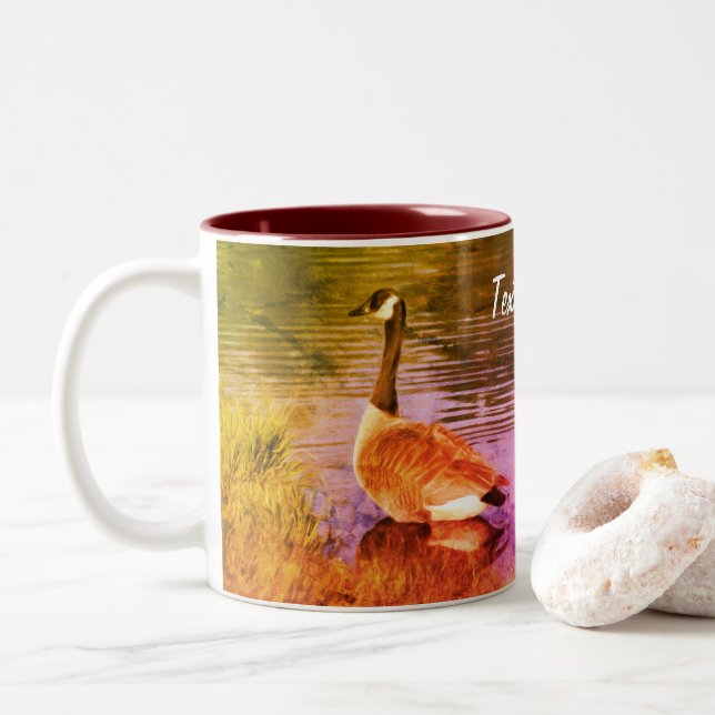 Canada Goose Art Personalized  Two-Tone Coffee Mug (With Donut)