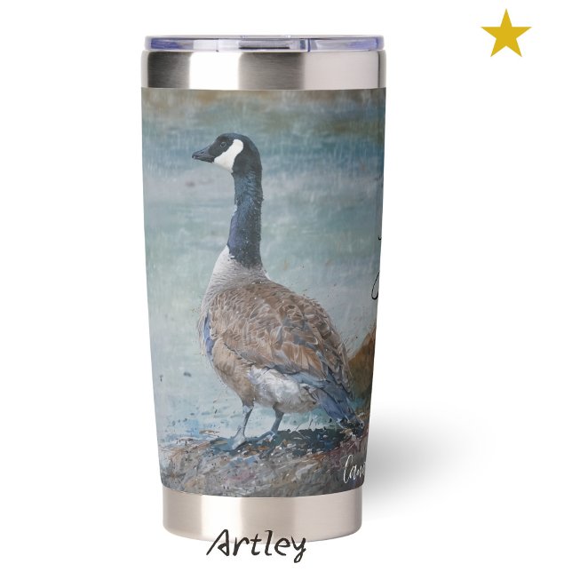 Canada Goose Bird Painting Custom Initial Birder Insulated Tumbler (Creator Uploaded)