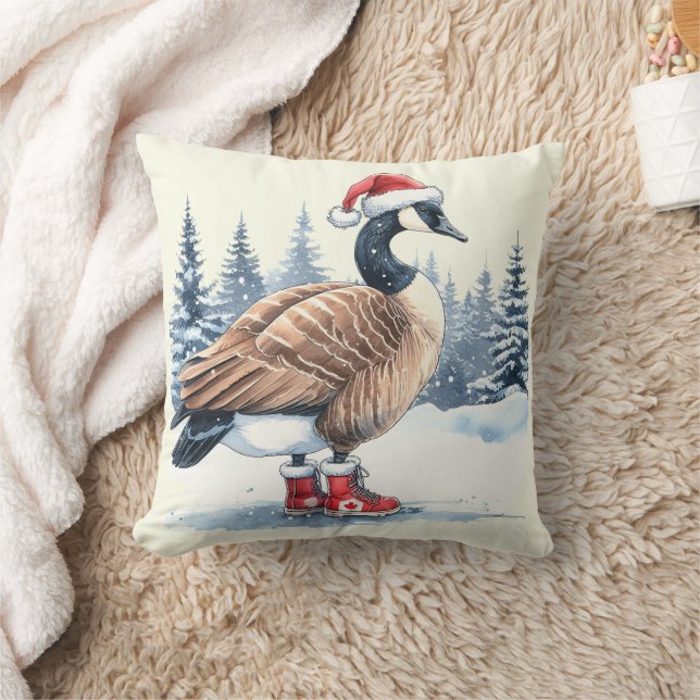 Canada Goose Canadian Christmas Throw Pillow (Blanket)