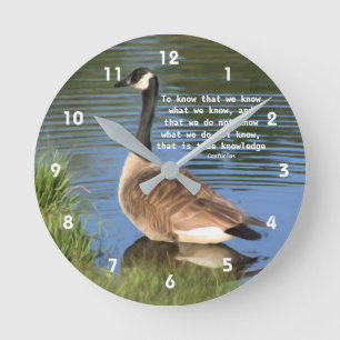 Canada Goose Confucius Knowledge Quote  Round Clock
