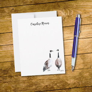 Canada Goose Couple Cute Watercolor Nature Art Note Card