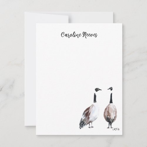 Canada Goose Couple Cute Watercolor Nature Art Note Card