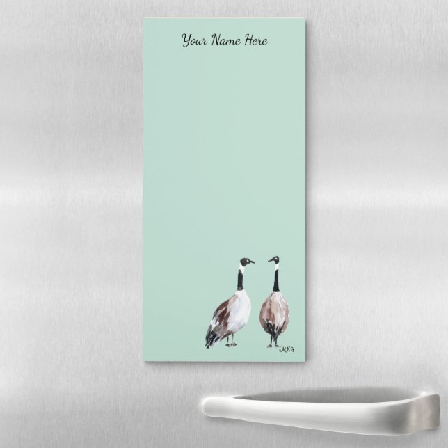 Canada Goose Couple Sage Green Magnetic Notepad (In Situ)