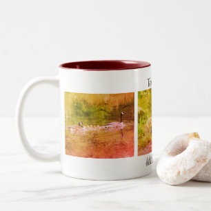 Canada Goose Family Album Nature Art Personalized Two-Tone Coffee Mug