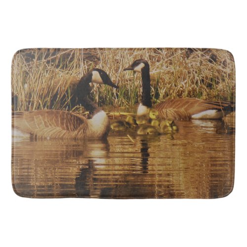 Canada Goose Family Cute Babies Goslings Geese Bath Mat