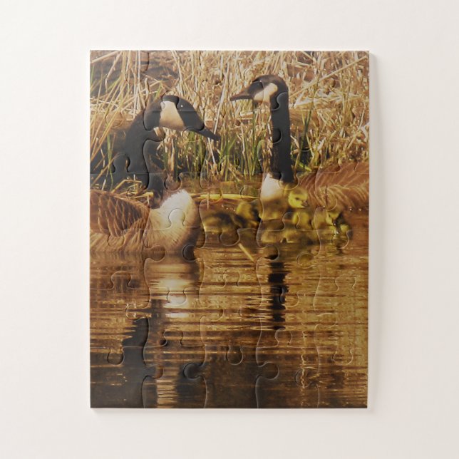 Canada Goose Family Cute Babies Goslings Geese Jigsaw Puzzle (Vertical)