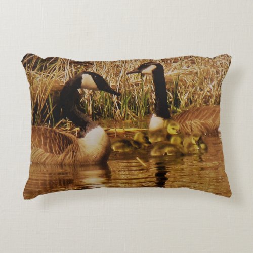 Canada Goose Family Cute One Day Old Goslings Accent Pillow