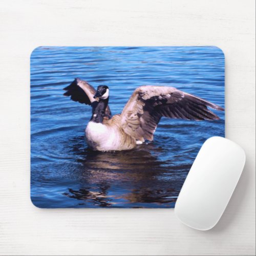 Canada Goose Flapping Her Wings Ottawa River Mouse Pad