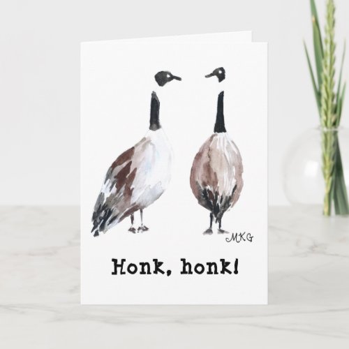 Canada Goose Hand_Drawn Cute Honking Canada Geese Card